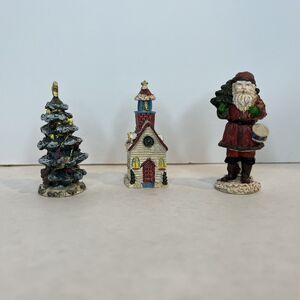 Novelino Pewter Gift Lot of 3 Christmas Church Santa Tree Figure Holiday 2.5"